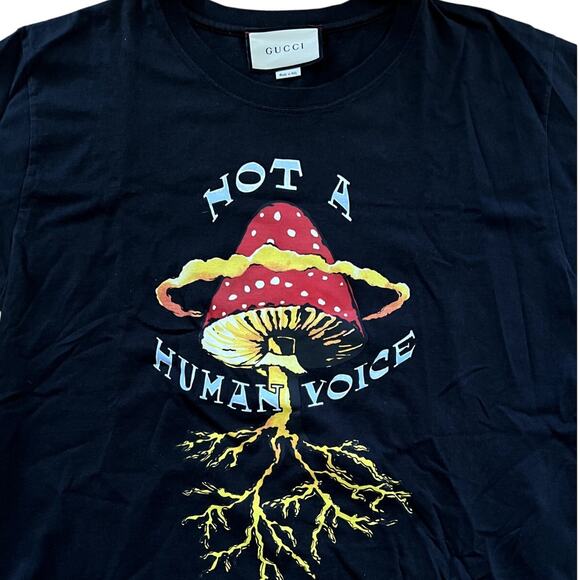 Gucci Black Not A Human Voice T-Shirt Size S Oversized Mens Designer Rare - Picture 2 of 8